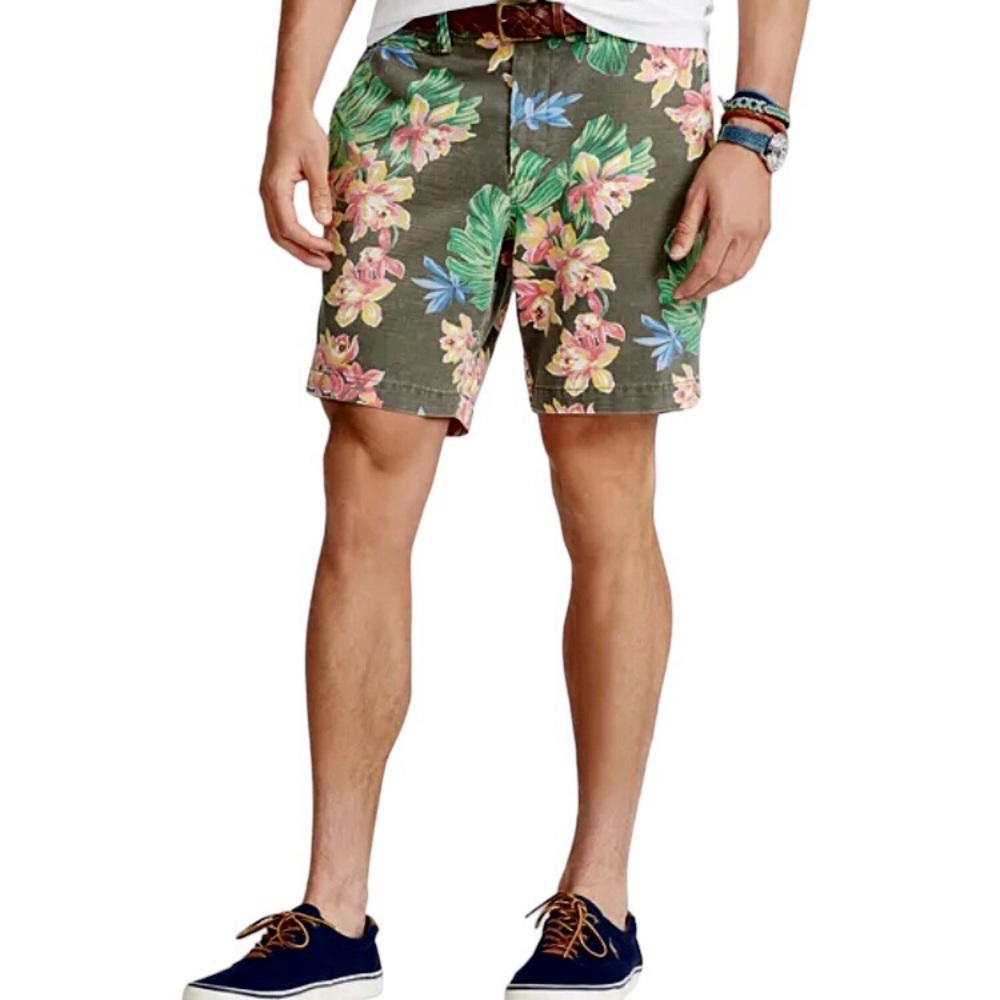 NWT Polo Ralph Lauren Classic Floral Twill Shorts Cotton Tropical Men’s Waist 32